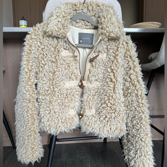 Anthropologie Beige Cropped Teddy Fleece Shearling Sherpa Coat - Picture 5 of 9